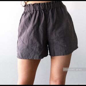 Women's Charcoal Gray European Linen Shorts